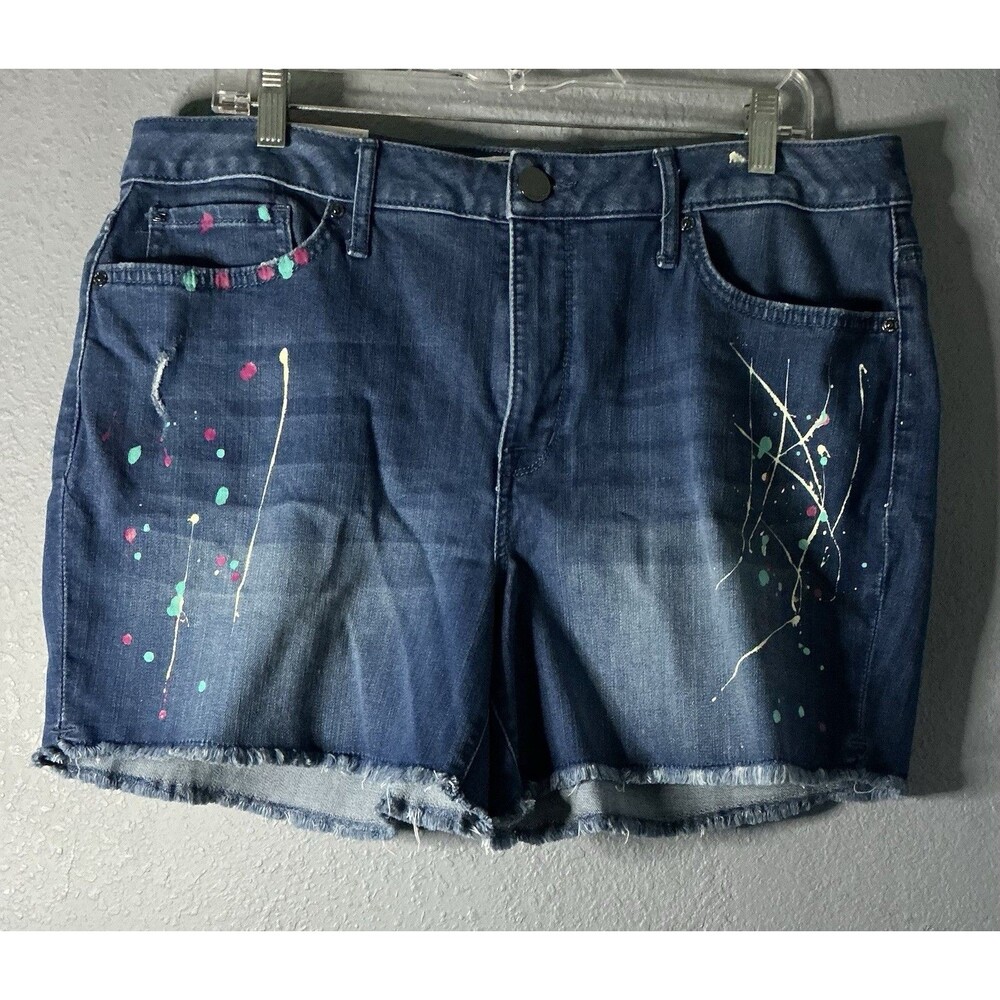 Seven7 Pollack Paint Splatter Fray Hem Cutoff Denim Shorts Women’s 14 NWT